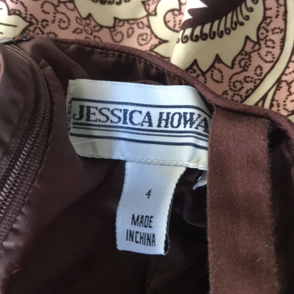 Jessica Howard Pink & Brown Paisley Spaghetti Strapped Sun Dress  - Size 4 - Picture 9 of 9